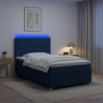 ARDEBO.de - LED Boxspringbett mit Matratze Blau 90 x 190 cm Stoff