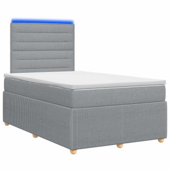 LED Boxspringbett mit Matratze Hellgrau 120 x 190 cm Stoff