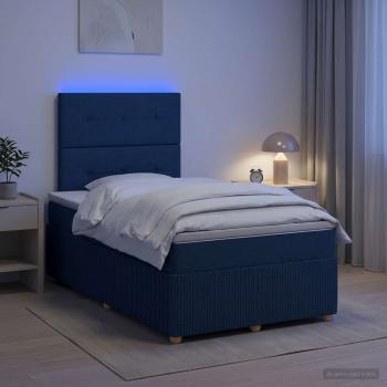ARDEBO.de - LED Boxspringbett mit Matratze Blau 120 x 190 cm Stoff