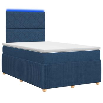 LED Boxspringbett mit Matratze Blau 120 x 190 cm Stoff