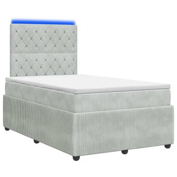 LED Boxspringbett mit Matratze Hellgrau 120 x 190 cm Samt