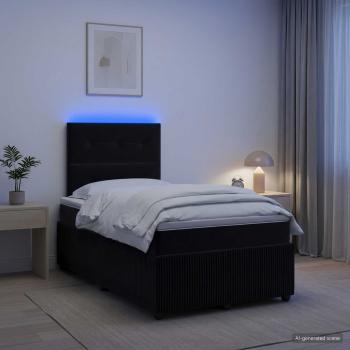 ARDEBO.de - LED Boxspringbett mit Matratze Schwarz 120 x 190 cm Samt