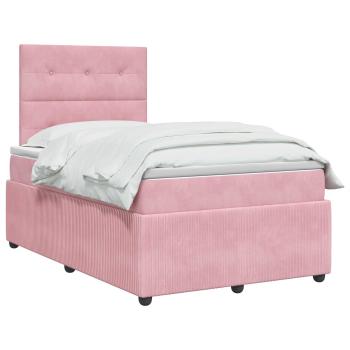 LED Boxspringbett mit Matratze Rosa 120 x 190 cm Samt