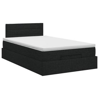 Ottoman Bett mit Matratze Schwarz 120 x 190 cm Stoff