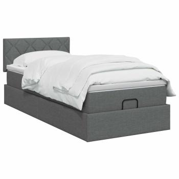 Ottoman Bett mit Matratze Dunkelgrau 100 x 200 cm Stoff