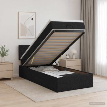 ARDEBO.de - Ottoman Bett mit Matratze Schwarz 100 x 200 cm Stoff
