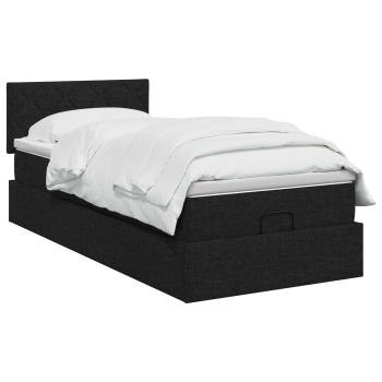 Ottoman Bett mit Matratze Schwarz 100 x 200 cm Stoff