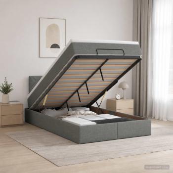ARDEBO.de - Ottoman Bett mit Matratze Dunkelgrau 120 x 190 cm Stoff