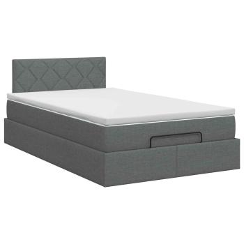 Ottoman Bett mit Matratze Dunkelgrau 120 x 190 cm Stoff