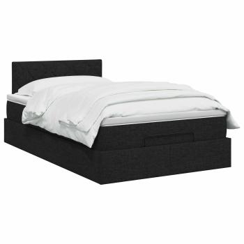 Ottoman Bett mit Matratze Schwarz 120 x 200 cm Stoff
