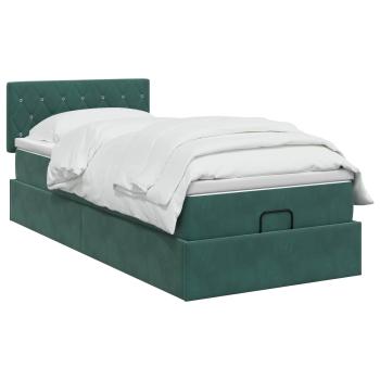 Ottoman Bett mit Matratze Dunkelgrün 80 x 200 cm Samt