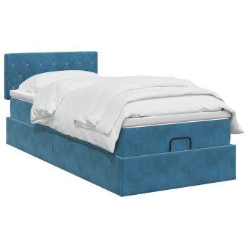 Ottoman Bett mit Matratze Dunkelblau 80 x 200 cm Samt