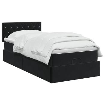 Ottoman Bett mit Matratze Schwarz 100 x 200 cm Samt