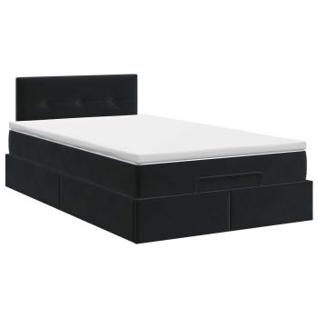 Ottoman Bett mit Matratze Schwarz 120 x 190 cm Samt