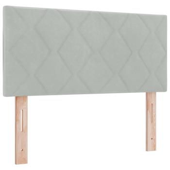 Ottoman Bett mit Matratze Hellgrau 90 x 200 cm Samt