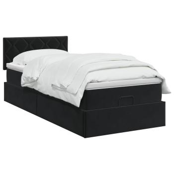 Ottoman Bett mit Matratze Schwarz 100 x 200 cm Samt