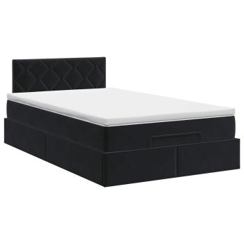 Ottoman Bett mit Matratze Schwarz 120 x 190 cm Samt