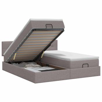 Ottoman Bett mit Matratze mit Kopfteil 2 Stk. Taupe Stoff