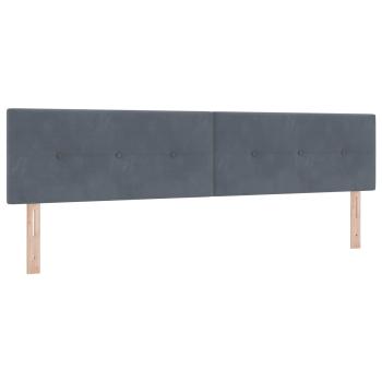 Ottoman Bett mit Matratze mit Kopfteil 2 Stk. Dunkelgrau Samt