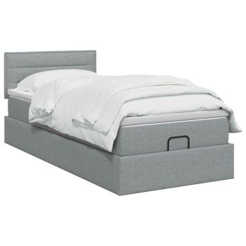 Ottoman-Bett mit Matratze und LED Hellgrau 80 x 200 cm Stoff