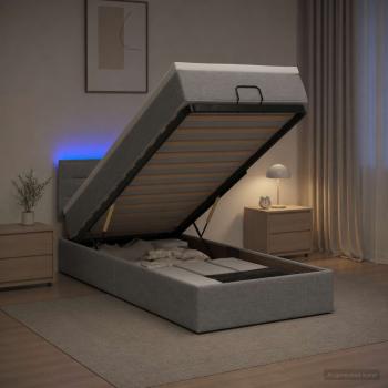 Ottoman-Bett mit Matratze und LED Hellgrau 80 x 200 cm Stoff