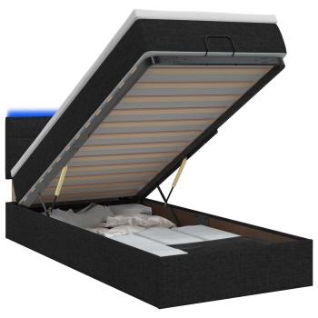 Ottoman-Bett mit Matratze und LED Schwarz 90 x 200 cm Stoff