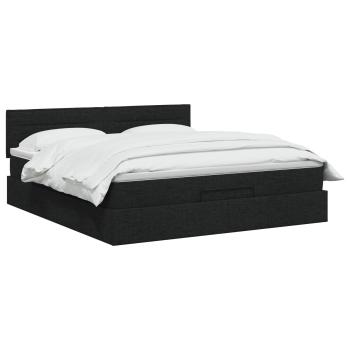 Ottoman-Bett mit Matratze und LED Schwarz 160 x 200 cm Stoff