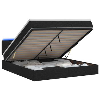 Ottoman-Bett mit Matratze und LED Schwarz 180 x 200 cm Stoff