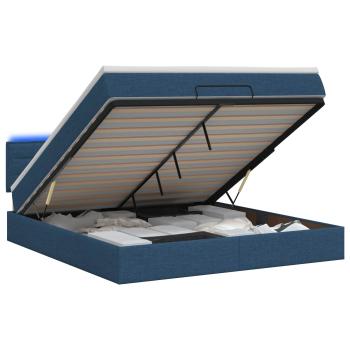 Ottoman-Bett mit Matratze und LED Blau 180 x 200 cm Stoff