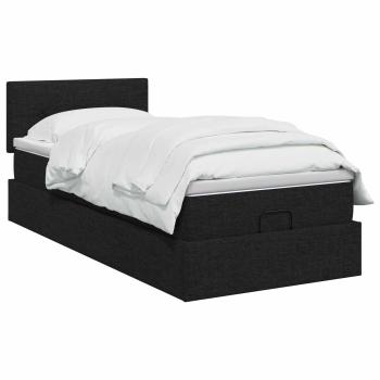 Ottoman-Bett mit Matratze und LED Schwarz 90 x 200 cm Stoff