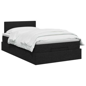 Ottoman-Bett mit Matratze und LED Schwarz 120 x 190 cm Stoff