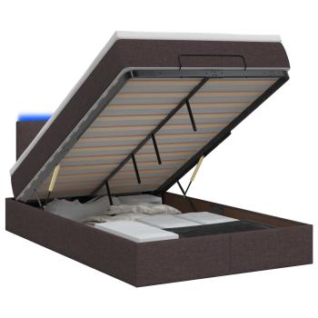 Ottoman-Bett mit Matratze und LED Dunkelbraun 120 x 190 cm