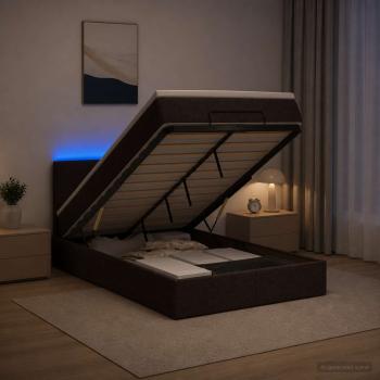 Ottoman-Bett mit Matratze und LED Dunkelbraun 120 x 190 cm
