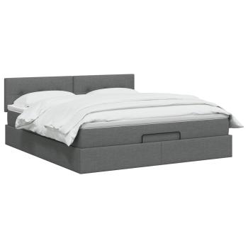 Ottoman-Bett mit Matratze und LED Dunkelgrau 140 x 190 cm Stoff