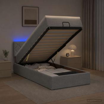 Ottoman-Bett mit Matratze und LED Hellgrau 90 x 200 cm Stoff