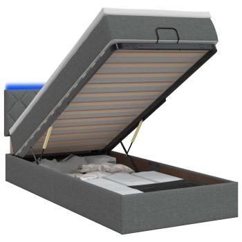 Ottoman-Bett mit Matratze und LED Dunkelgrau 100 x 200 cm Stoff