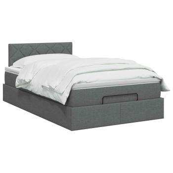 Ottoman-Bett mit Matratze und LED Dunkelgrau 120 x 190 cm Stoff