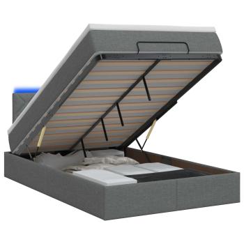 Ottoman-Bett mit Matratze und LED Dunkelgrau 120 x 200 cm Stoff