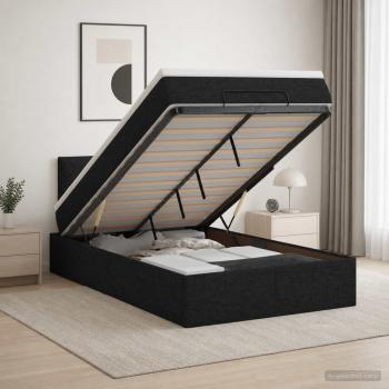 ARDEBO.de - Ottoman-Bett mit Matratze und LED Schwarz 120 x 200 cm Stoff