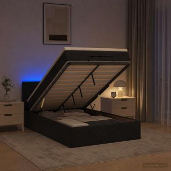 Ottoman-Bett mit Matratze und LED Schwarz 120 x 200 cm Stoff