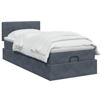 Ottoman-Bett mit Matratze und LED Dunkelgrau 90 x 200 cm Samt