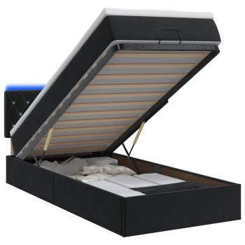 Ottoman-Bett mit Matratze und LED Schwarz 90 x 200 cm Samt