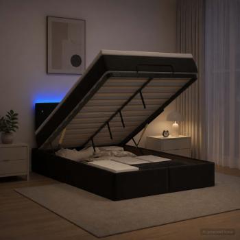 ARDEBO.de - Ottoman-Bett mit Matratze und LED Schwarz 120 x 190 cm Samt