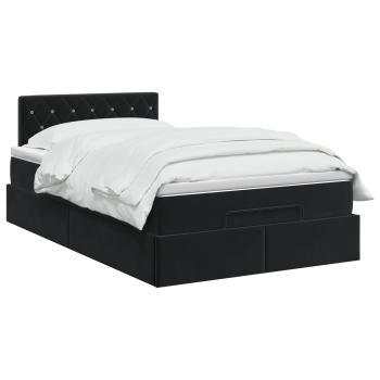Ottoman-Bett mit Matratze und LED Schwarz 120 x 190 cm Samt