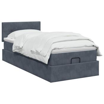 Ottoman-Bett mit Matratze und LED Dunkelgrau 90 x 190 cm Samt