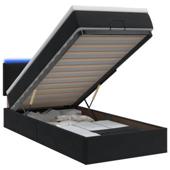 Ottoman-Bett mit Matratze und LED Schwarz 90 x 190 cm Samt