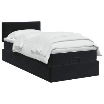 Ottoman-Bett mit Matratze und LED Schwarz 90 x 190 cm Samt