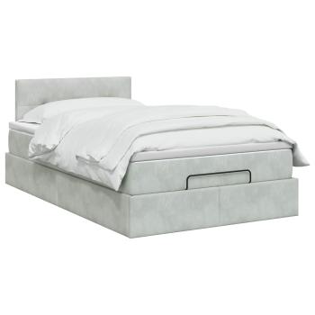 Ottoman-Bett mit Matratze und LED Hellgrau 120 x 190 cm Samt