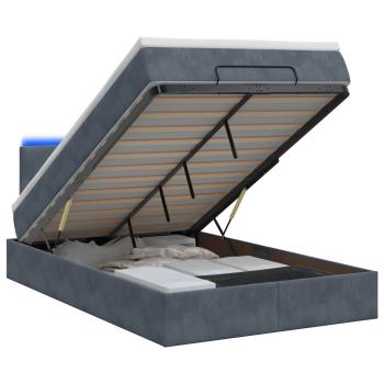 Ottoman-Bett mit Matratze und LED Dunkelgrau 120 x 200 cm Samt