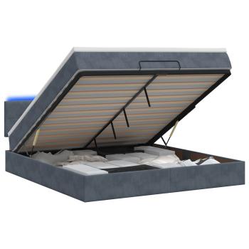 Ottoman-Bett mit Matratze und LED Dunkelgrau 140 x 190 cm Samt